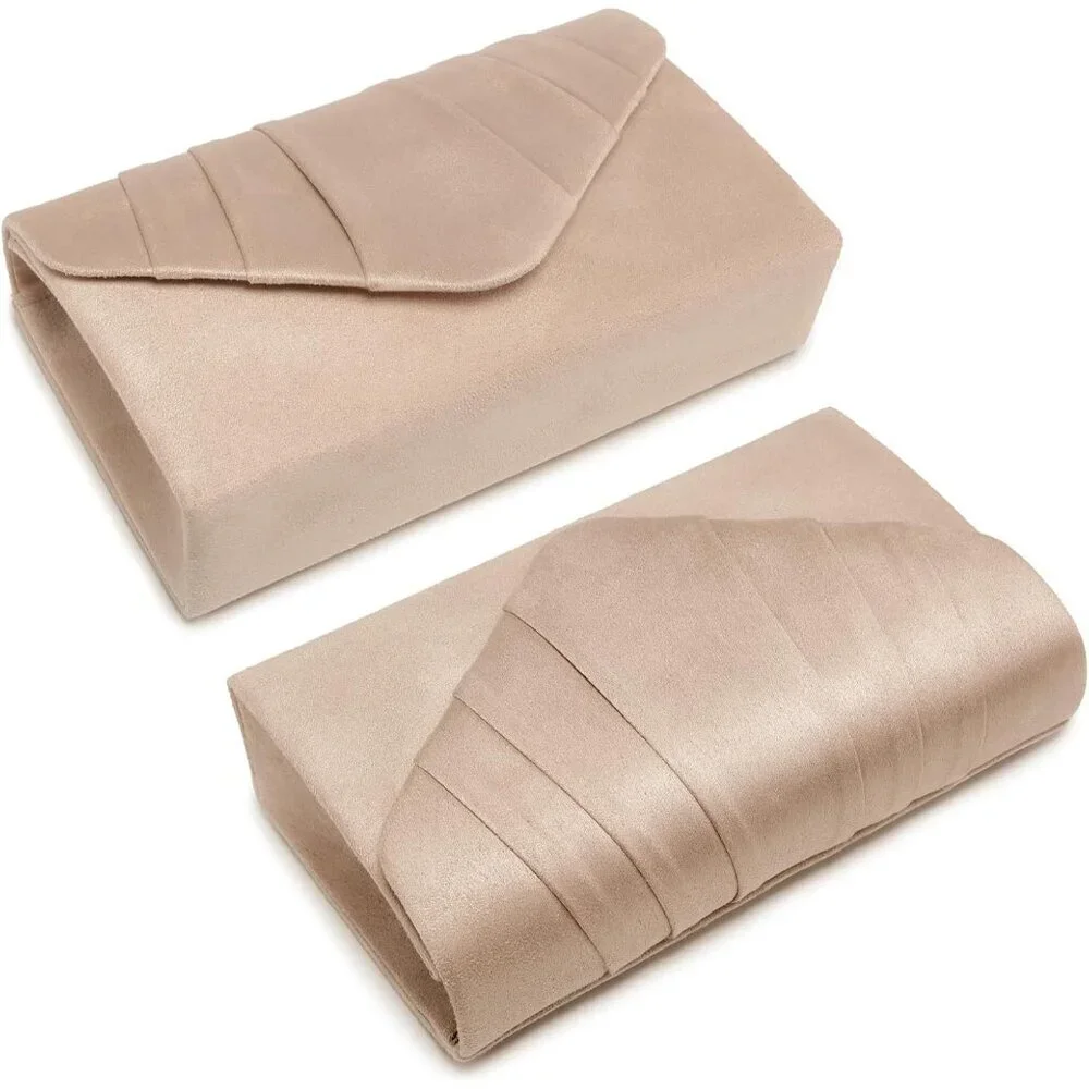 Women's Velvet Evening Clutch Purse Faux Suede Bridal Party Handbag